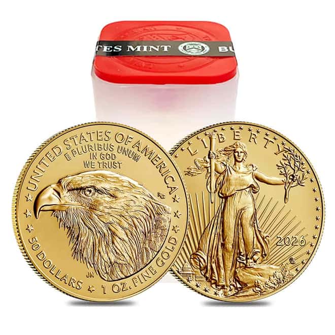 Roll of 20 - 2026 1 oz Gold American Eagle $50 Coin BU