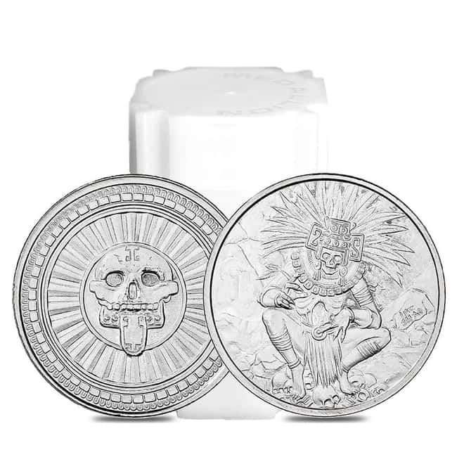 Tube of 20 - 1 oz Aztec God of Death Silver Round .999 Fine