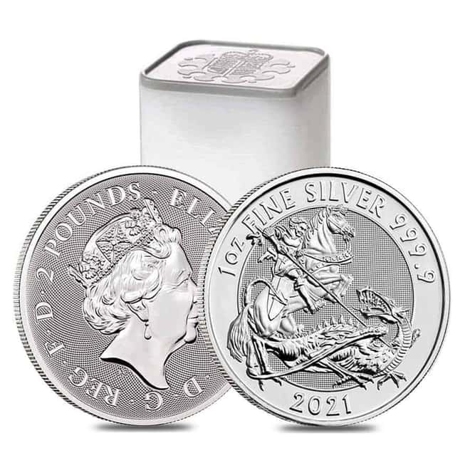 Roll of 25 - 2021 Great Britain 1 oz Silver Valiant Coin .9999 Fine BU (Tube, Lot of 25)