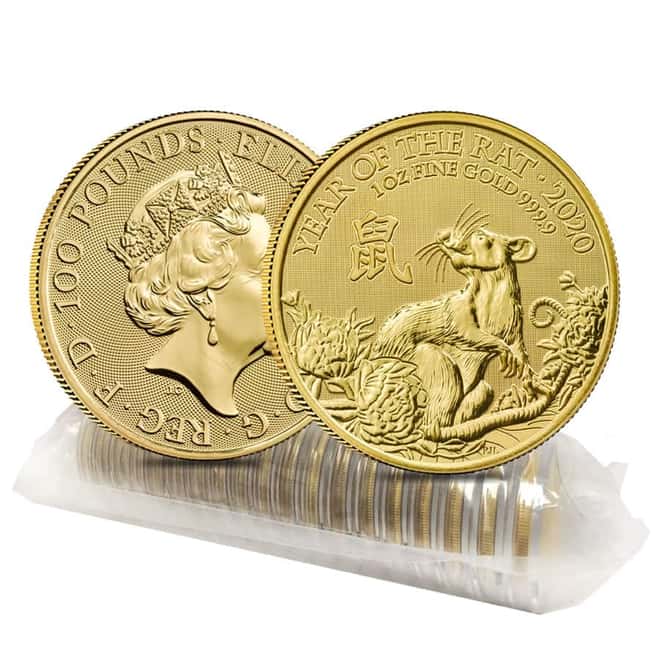 2020 Great Britain 1 oz Gold Year of the Mouse / Rat Coin .9999 Fine BU