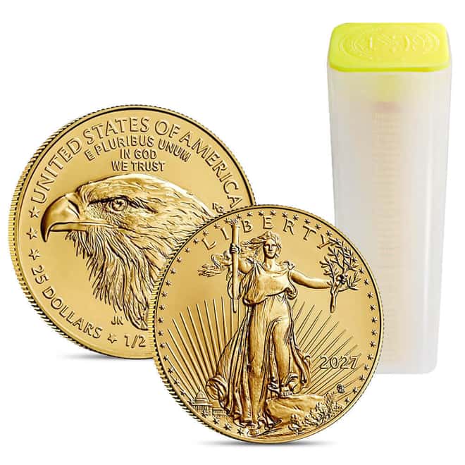 Roll of 40 - 2027 1/2 oz Gold American Eagle $25 Coin BU