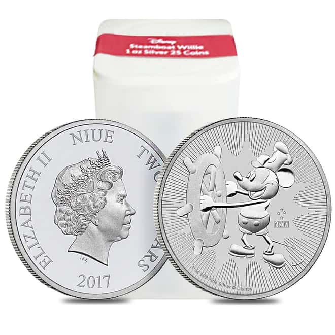2017 1 oz Niue Silver $2 Disney Steamboat Willie BU