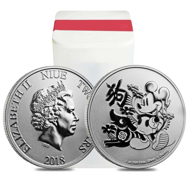 2018 1 oz Niue Silver $2 Disney Year of the Dog BU