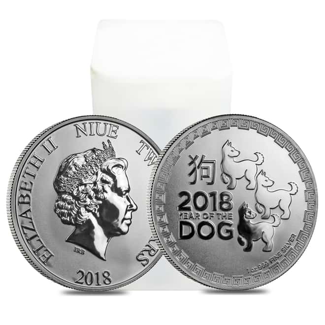 2018 1 oz Niue Silver $2 Year of the Dog BU