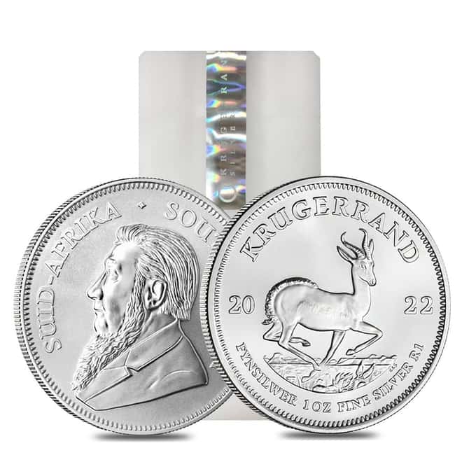 Monster Box of 500 - 2022 South Africa 1 oz Silver Krugerrand BU (20 Roll, Tube, Lot of 25)