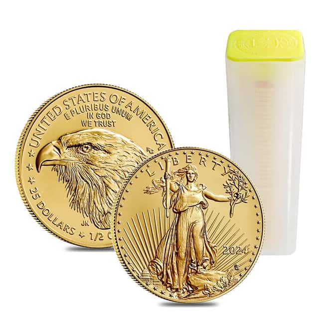 Roll of 40 - 2024 1/2 oz Gold American Eagle $25 Coin BU