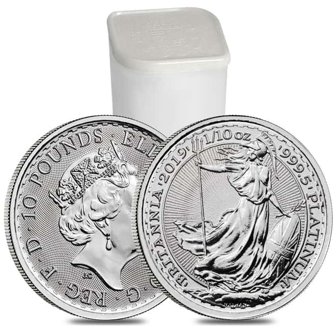 2019 Great Britain 1/10 oz Platinum Britannia Coin .9995 Fine BU