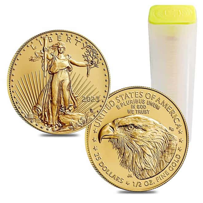 Roll of 40 - 2023 1/2 oz Gold American Eagle $25 Coin BU (Lot, Tube of 40)