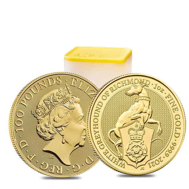 2021 Great Britain 1 oz Gold Queen's Beasts White Greyhound of Richmond Coin .9999 Fine BU