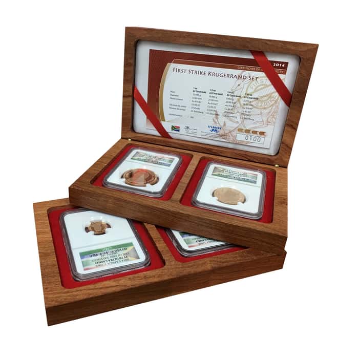 2014 1.85 oz Proof Gold South African Krugerrand 4-Coin Set NGC PF 70 UCAM First Struck (w/Box & COA)