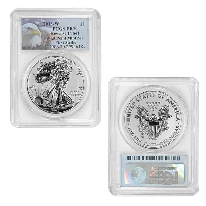 2013 W 1 oz Silver American Eagle 2-Coin Set PCGS PF 70 / MS 70 First Strike