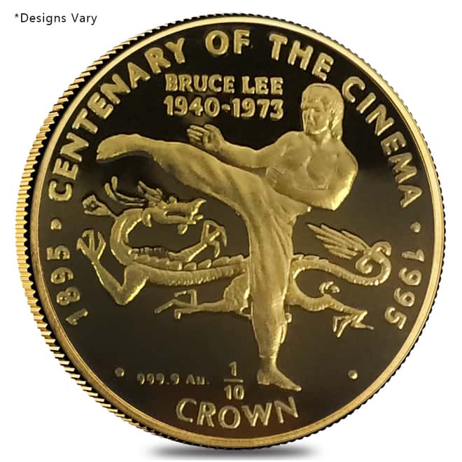 1996 1/10 oz Gibraltar Centenary of the Cinema Proof/BU Gold Coin .9999 Fine (Random Design)