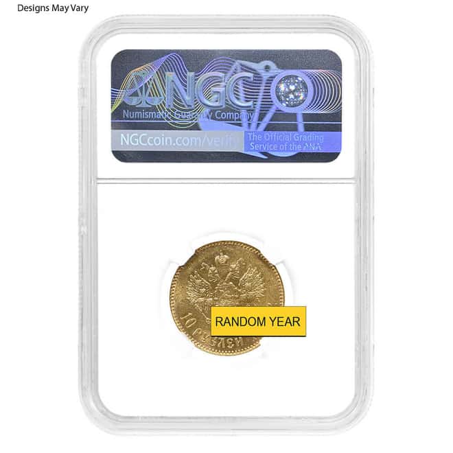 Russia 10 Roubles Nicholas II Gold Coin NGC AU 58 (Random Year)