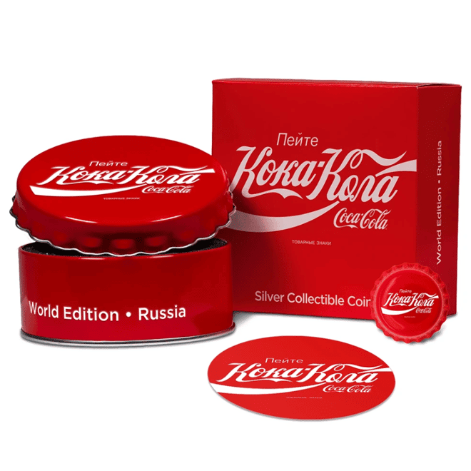 2020 6 gram Fiji Coca-Cola Russia Bottle Cap $1 Proof Silver Coin .999 Fine (w/Box & COA)