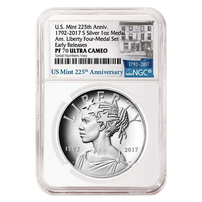 2017 American Liberty 225th Anniversary Silver 4-Medal Set NGC MS/SP/PF 70 ER