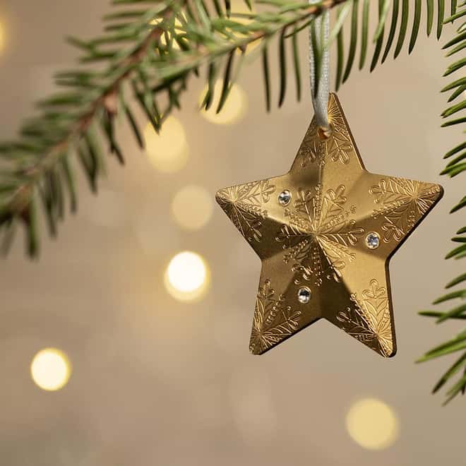 2023 Cook Islands 1 oz Gilded Silver Snowflake Star Ornament Coin