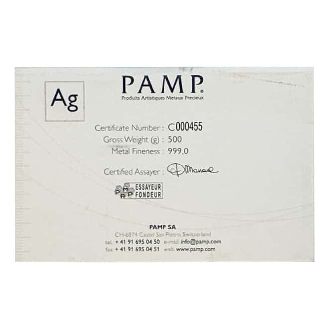 SCRUFFY - 1/2 Kilo PAMP Suisse Lady Fortuna Silver Bar .999 Fine