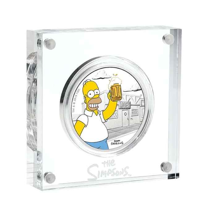 2019 1 oz Tuvalu Proof Homer Simpson Silver Coin .9999 Fine Silver (Colorized)