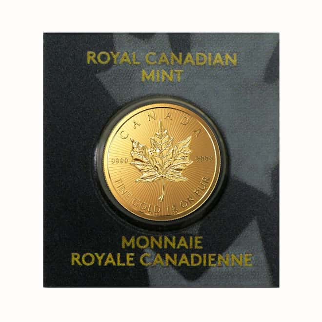 2016 1 gram Canadian Gold Maples .9999 Fine (From Individual Assays)