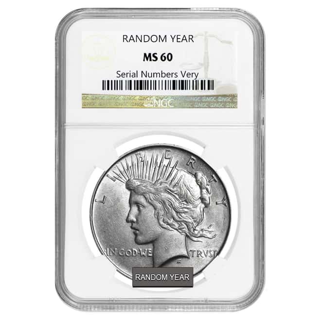 Silver Peace Dollars NGC MS 60 (Random Year, 1921-1935)