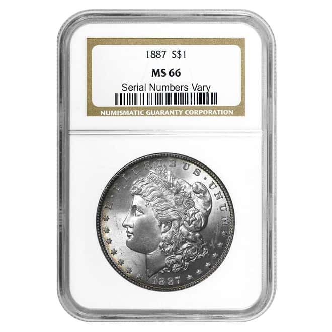 1887 Silver Morgan Dollar NGC MS 66