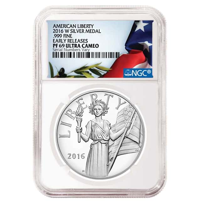 2016-W Silver Proof American Liberty Medal NGC PF 69 Early Releases (w/Box & COA)