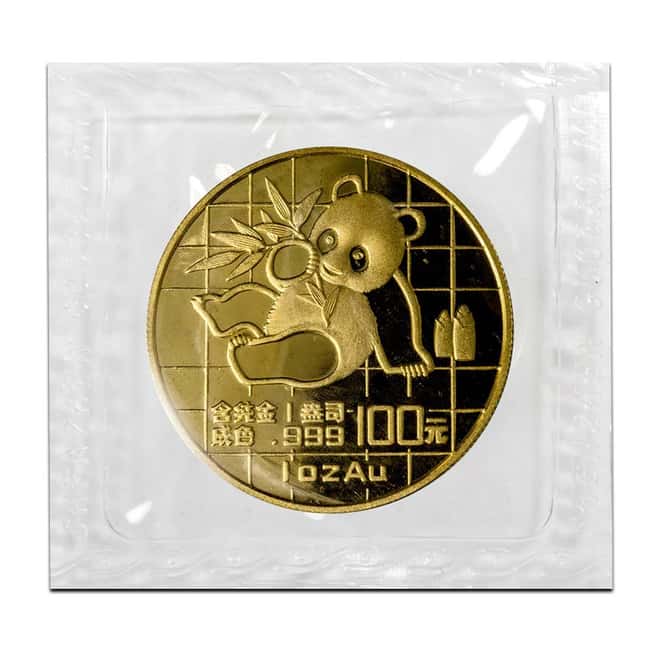 1989 1 oz Gold China Panda 100 Yuan Coin Large Date BU (Sealed)