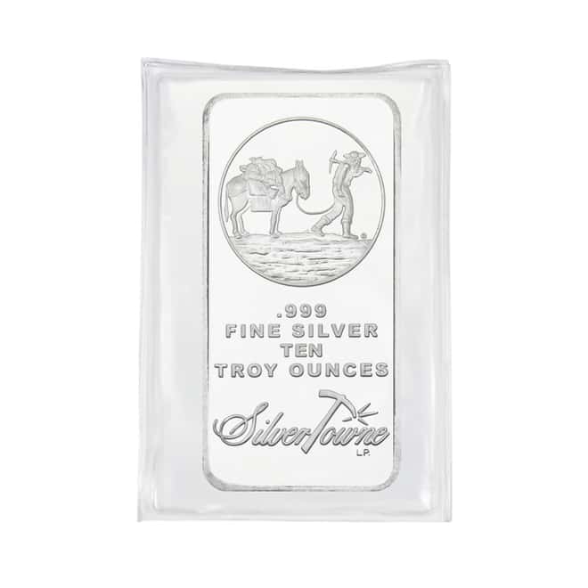 10 oz SilverTowne Prospector Silver Bar .999 Silver (Sealed)