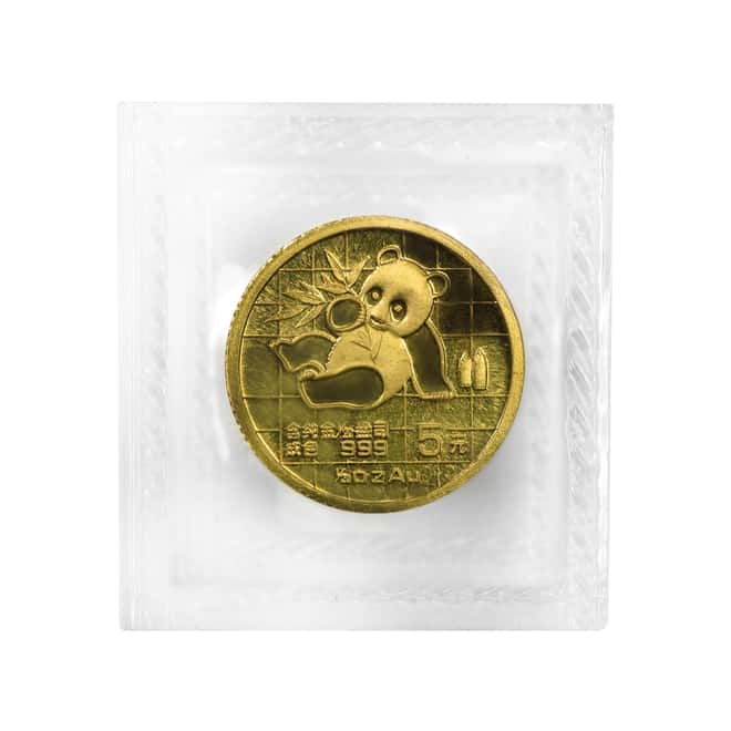 1989 1/20 oz Chinese Gold Panda 5 Yuan Small Date BU (Sealed) 