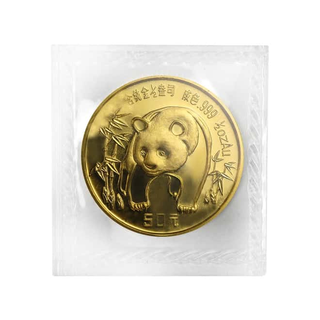1986 1/2 oz Chinese Gold Panda 50 Yuan BU (Sealed)