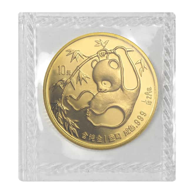 1985 1/10 oz Chinese Gold Panda 10 Yuan BU (Sealed) 
