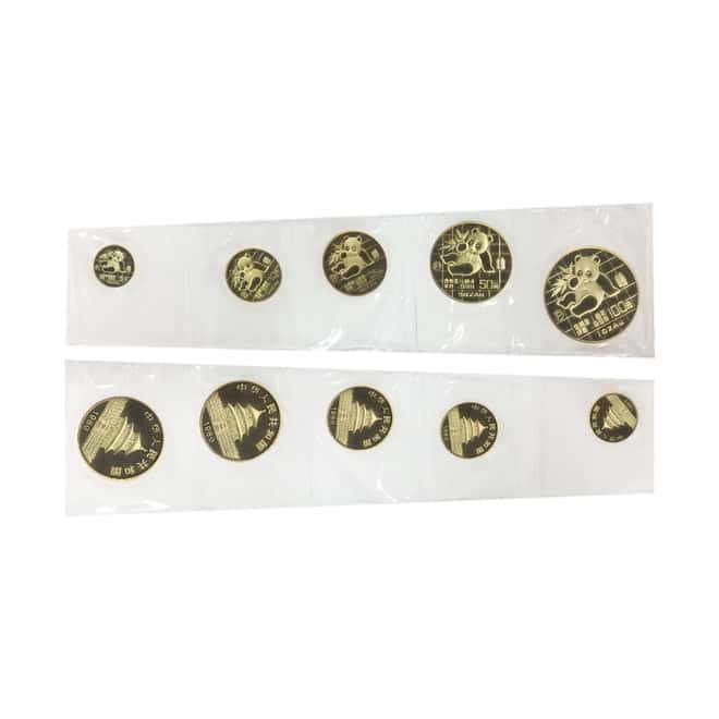 1989 P 1.9 oz Chinese Gold Panda Proof 5-Coin Set (Sealed)