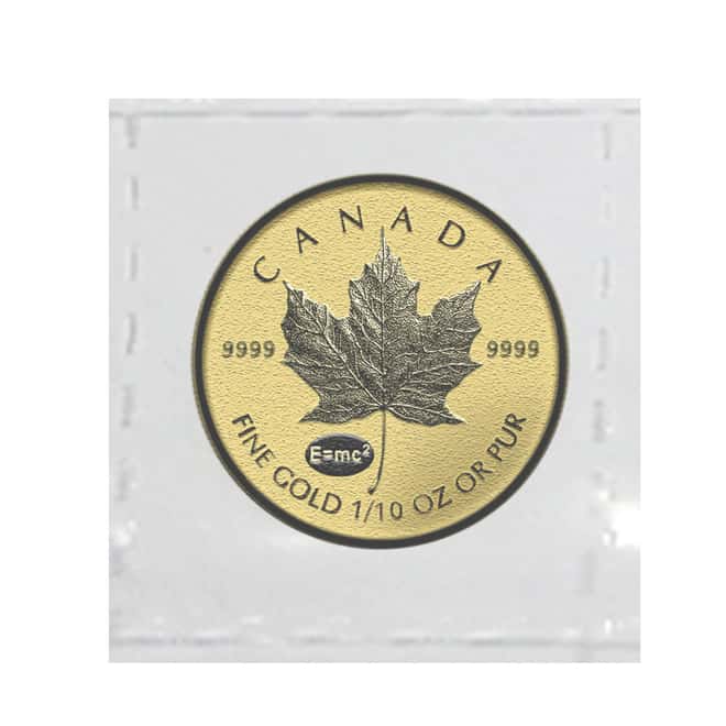 2015 1/10 oz Gold Canadian Maple Leaf E=mc2 Privy Reverse Proof $5 Coin (Sealed)