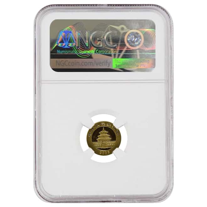 2003 1/20 oz Chinese Gold Panda 20 Yuan Frosted Bamboo NGC MS 69