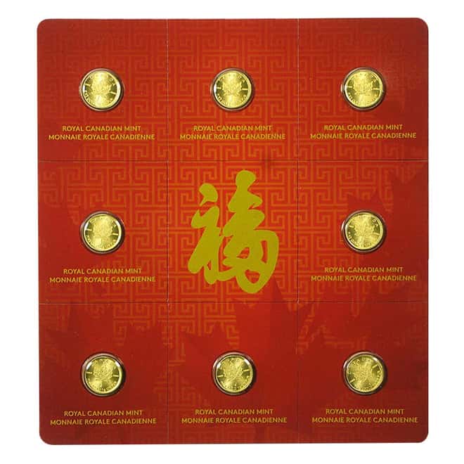 2016 8 x 1 gram Gold Maple Leafs .9999 Fine - Maplegram8 