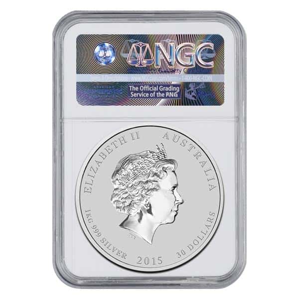 2015 1 oz Silver Australian Year of the Goat .999 Fine NGC MS 69