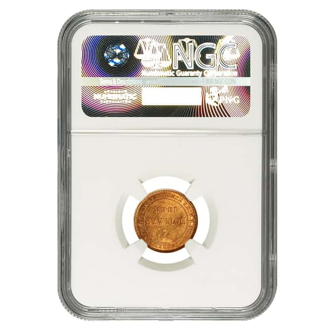 1888 Gold Newfoundland Coin $2 CAD NGC AU 58