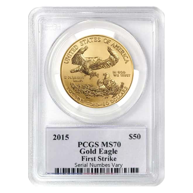 2015 1 oz Gold $50 American Eagle PCGS MS 70 First Strike Edmund Moy Signature