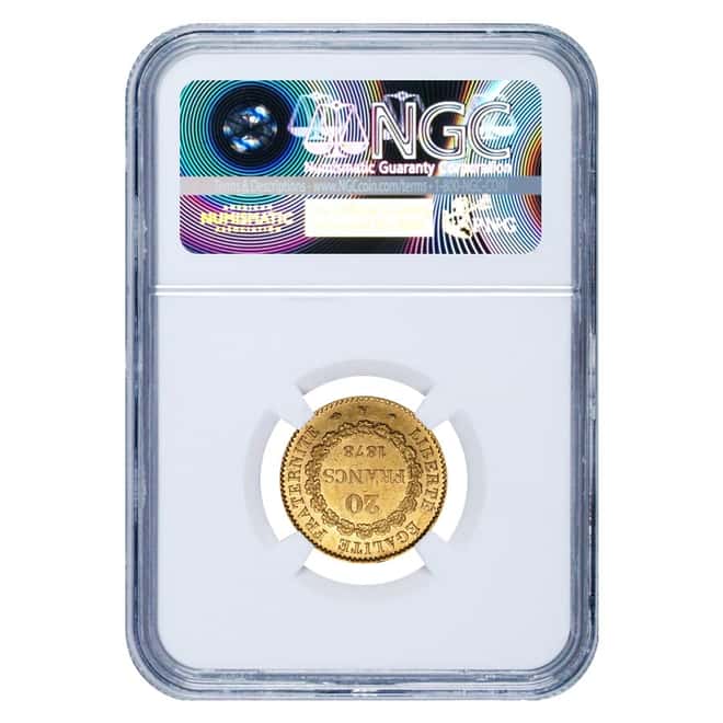 1898 A France Gold 20 Francs Lucky Angel NGC AU 55