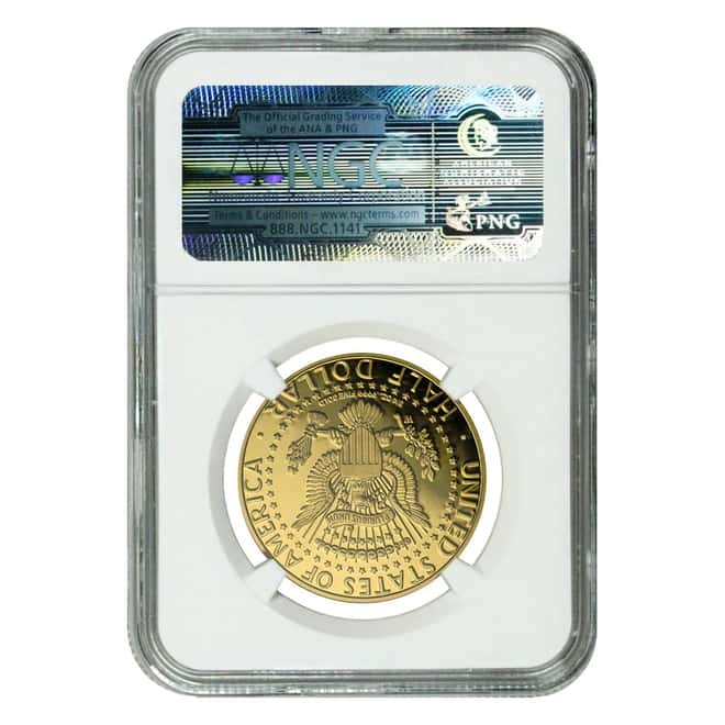 2014-W 3/4 oz Gold Kennedy Half High Relief NGC PF 70 UCAM Chicago ANA First Day