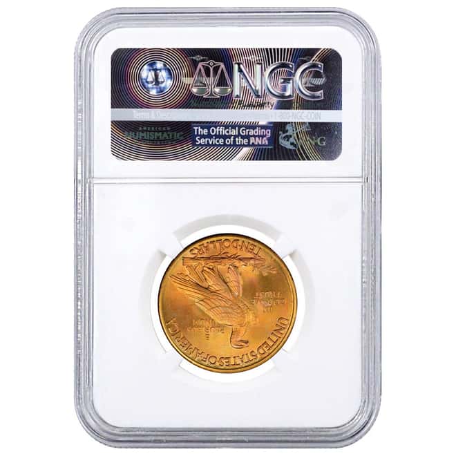 1908 D $10 Indian Head Gold Eagle Coin No Motto NGC AU 50