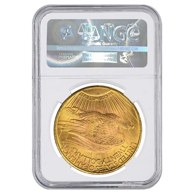 1924 $20 Gold St. Gaudens Double Eagle Coin NGC MS 62