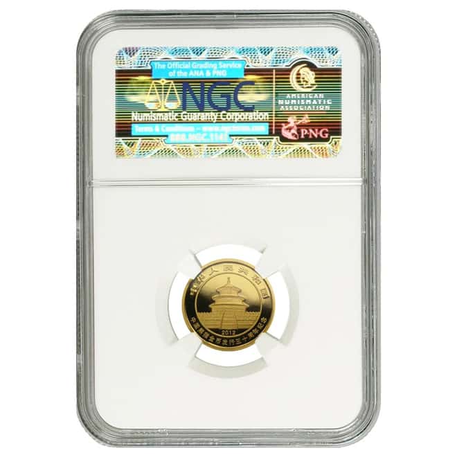 2012 China 1/10 oz Proof Gold Panda NGC PF 70 (30th Anniv)