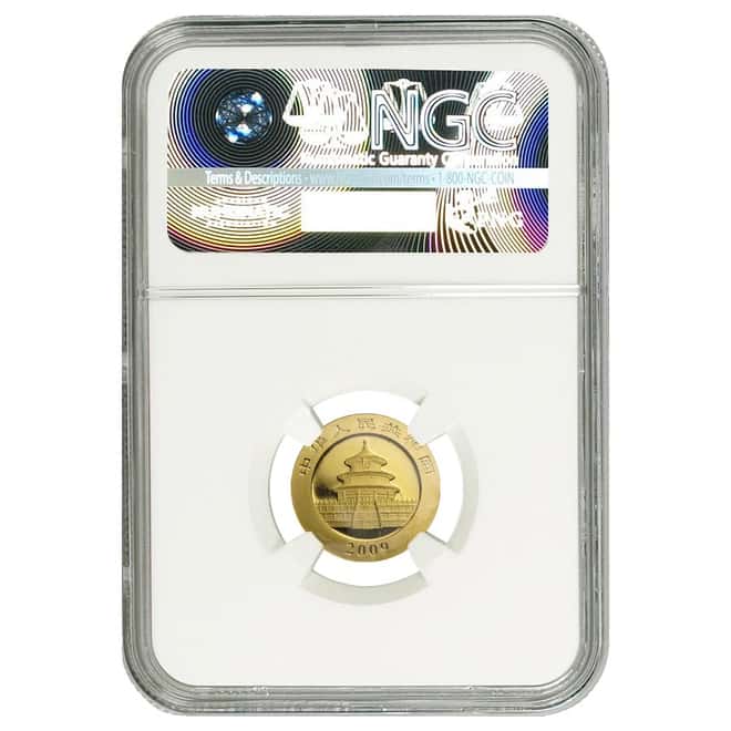 2009 1/10 oz China Gold Panda 50 Yuan NGC MS 70