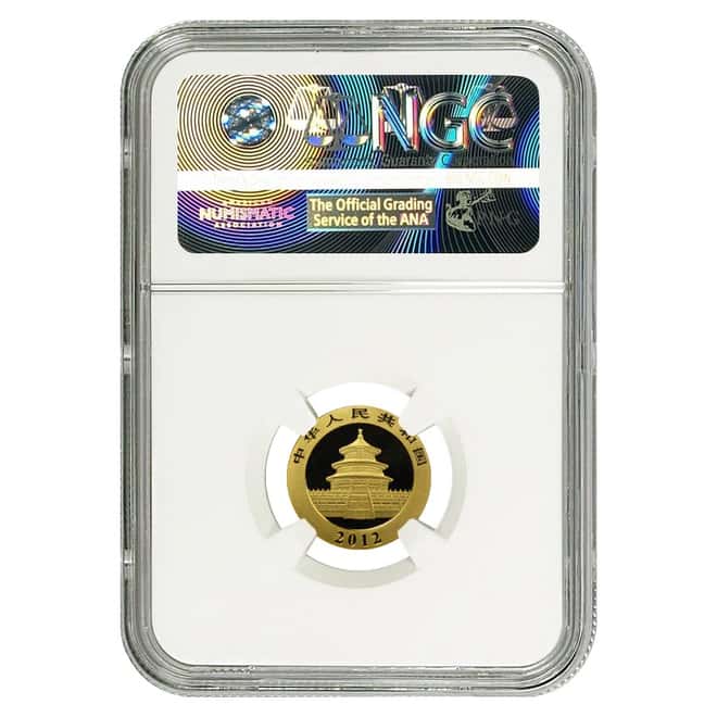 2012 1/10 oz China Gold Panda 50 Yuan NGC MS 69