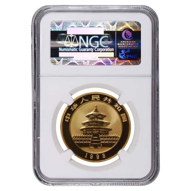 1993 1 oz China Gold Panda 100 Yuan NGC UNC Details