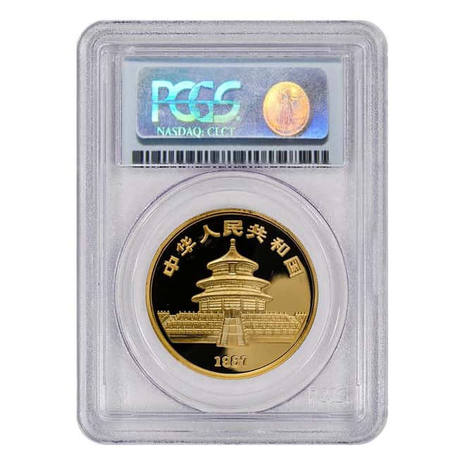 1987 1 oz China Gold Panda 100 Yuan Proof Coin PCGS PR 68 DCAM