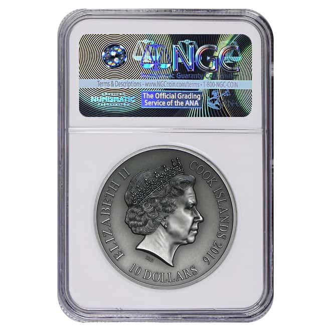 2016 2 oz Cook Islands Silver Norse Gods Freyr Ultra High Relief NGC MS 69 Antiqued First Releases w/COA