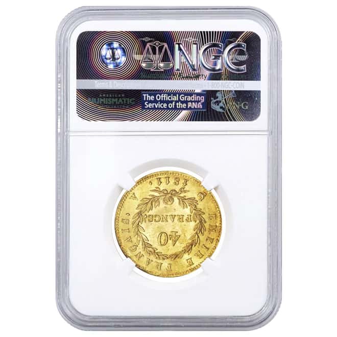1811-A France Gold 40 Francs Napoleon I A/Rooster NGC XF 45
