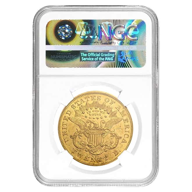 1874-S $20 Liberty Head Double Eagle Gold Coin NGC AU 50